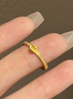 小葫芦金色戒指福禄源源拉丝葫芦戒指小众轻奢简约百搭中古风指环