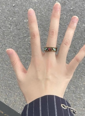 大英博物馆爱心飞鸟戒指复古油画百搭轻奢时尚气质指环食指戒情侣