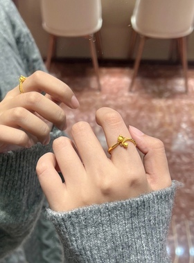 小红书铃兰花戒指花朵戒子个性时尚百搭开口指环新款情人节礼物