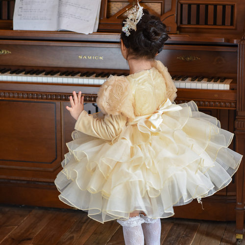 在逃公主女童玫瑰花小礼服冰雪奇缘艾莎裙子礼服儿童生日连衣裙 - 图0