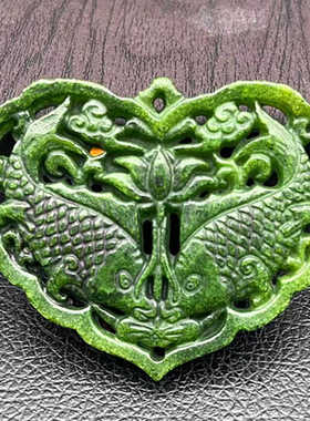 吊坠挂件雪花玉仿古双鱼