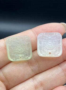 岫玉方形小吊坠挂件手工配饰