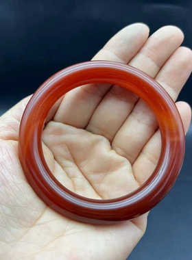 红玛瑙圆条手镯玉镯复古