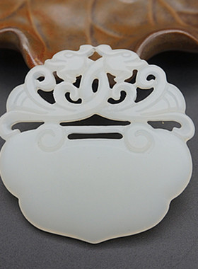 仿白玉如意吊坠流苏镂空雕刻古装