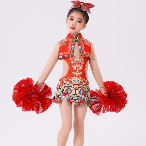 Одежда для девочек-черлидеров, одежда для художественной гимнастики, одежда для выступлений в этническом стиле, детская одежда для сценических выступлений по искусству, необычная одежда для навыков