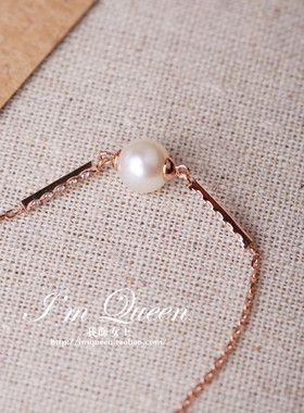 ins风镶钻玫瑰金珍珠手链女冷淡