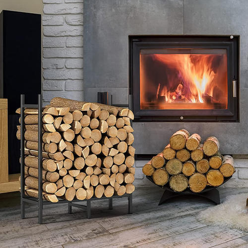 户外柴火架极简风室内外储木架子铁艺大容量木柴收纳架壁炉木材框 - 图1
