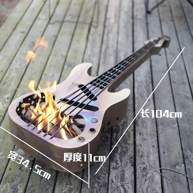 创意吉他焚火台柴火炉取暖篝火围炉煮茶户外露营氛围不锈钢烤火炉,淘宝优惠券,粉丝福利购,淘宝优惠卷