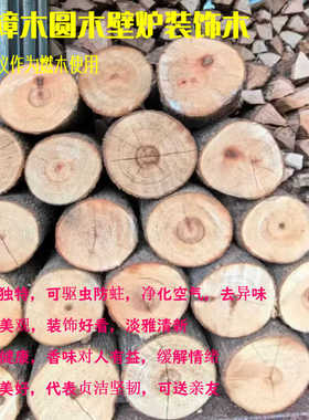 壁炉装饰木头摆件圆木桩原木香樟木实木树桩木材木柴防虫天然香木