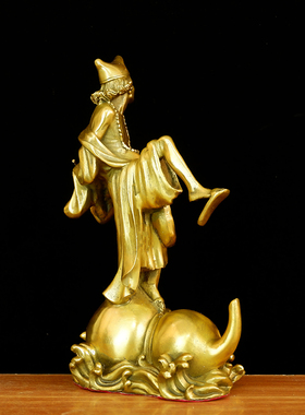 铜济公佛像纯铜济公像家用道济和尚济癫师傅工艺品摆件踩葫芦人物