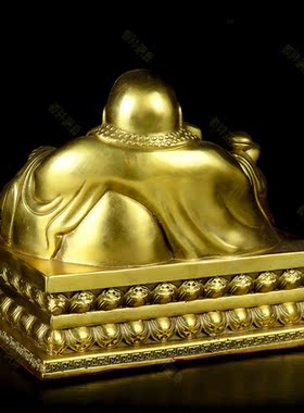 铜弥勒佛车载中式客厅桌面摆件