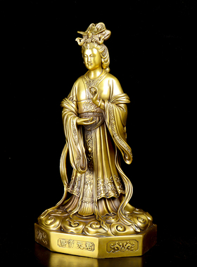 纯铜泰山碧霞元君摆件家用泰山奶奶铜像泰山老母神像泰山老奶奶像