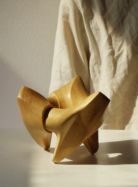 简约木雕抽象装饰艺术摆件客厅前台玄关小众设计师当代雕塑磁吸拼