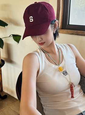 新中式手工布艺立体小鱼儿长款项链毛衣链森系风设计感可爱