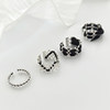Ins Korean blogger's same style black velvet open ring mesh texture design stacking ring