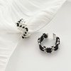 Ins Korean blogger's same style black velvet open ring mesh texture design stacking ring