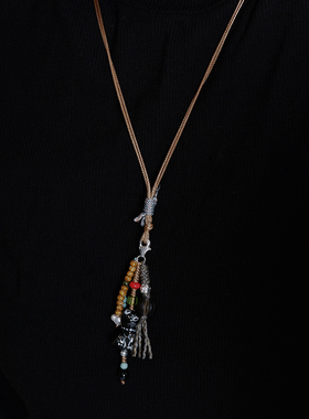 美拉德色系可爱小猫小狗陶瓷吊坠麻绳可调节项链小众森系