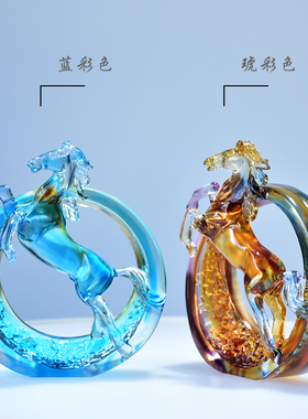 马到成功宝马古法琉璃生肖摆件