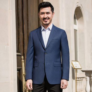 Hongdu Suit Men's Wool 2019 New Jacket Business Casual Blue Slim Fashion Men's Suit Jacket