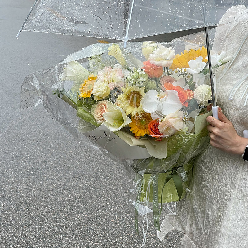 花束防尘袋花盒花篮配送袋防水透明玻璃纸袋子花店鲜花包装材料用 - 图0