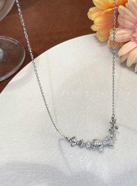 锆石蝴蝶结项链女ins潮轻奢风小众设计高级感锁骨链简约百搭颈链