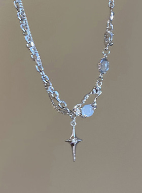 白月光十字项链女ins潮2023年新款甜酷辣妹锁骨链高级设计感颈链