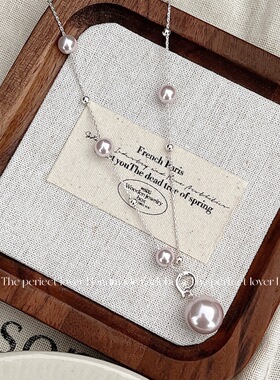 曼塔玫瑰色珍珠吊坠项链时尚新款设计高级感轻奢气质颈链锁骨