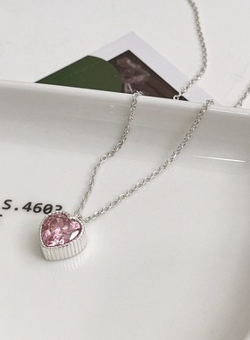 爱心项链女轻奢小众粉色少女心夏2022新款高级感时尚百搭锁骨链