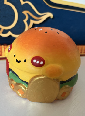 泥人张彩塑 天津旅游纪念品 手工艺品伴手礼汉堡桌面摆件车摆件