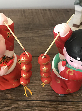 泥人张彩塑红红火火正品