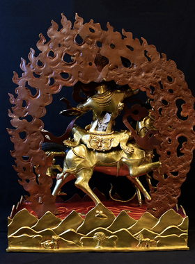 尼泊尔鎏金吉祥天母摆件铜像
