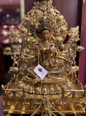 尼泊尔手工艺紫铜鎏金聚光佛母63CM
