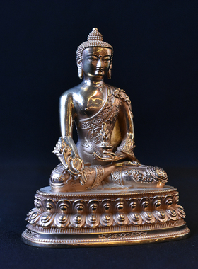 象瑞阁铜精品药师佛藏传三世佛居家佛堂摆件药师如来佛佛像