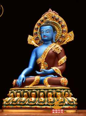 藏式尼泊尔手工錾刻不动佛铜像