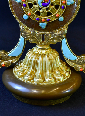 纯铜摆件金轮宝法轮宝