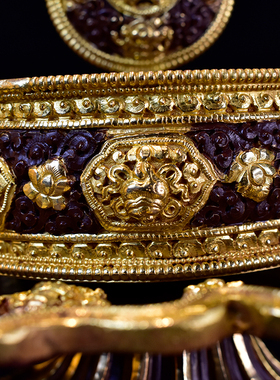 尼泊尔摆件手工雕花纯铜曼扎盘