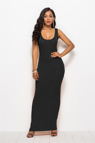 2018 summer dress elegant women ladies sleeveless long dress - 图3