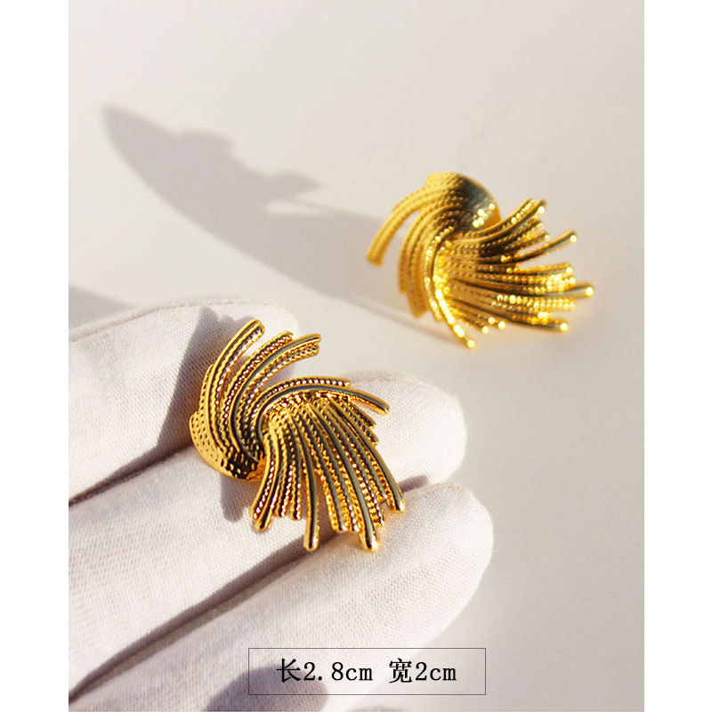 Vintage Gold Plated Stud Earrings for Women Trendy Amazon-图1