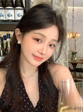 麻花线条缠绕珍珠耳钉女小香风个性独特设计感精致时尚耳环耳饰