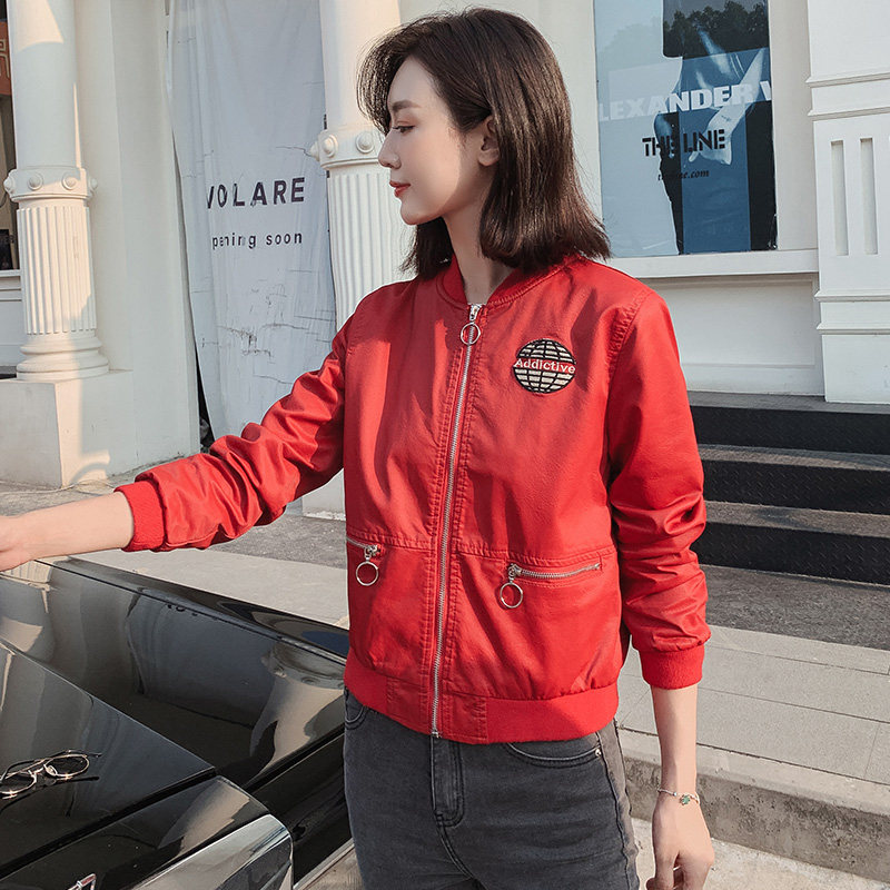 二八月皮衣短款2020春秋新款夹克 蜜思薇短外套