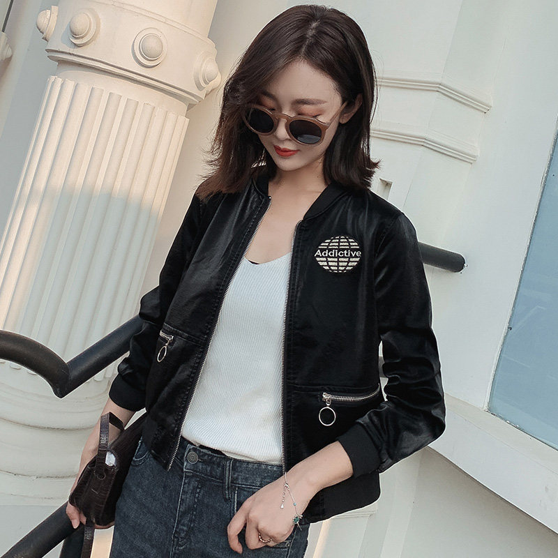 二八月皮衣短款2020春秋新款夹克 蜜思薇短外套