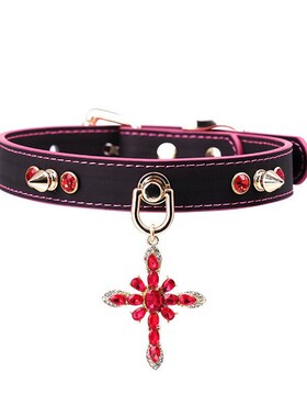 Aura Collar轻奢真皮亚文化温感变色十字架魅力choker项圈牵引绳