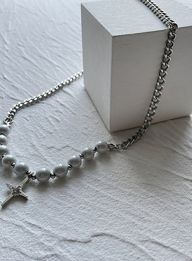 发光珍珠项链十字架潮insins潮