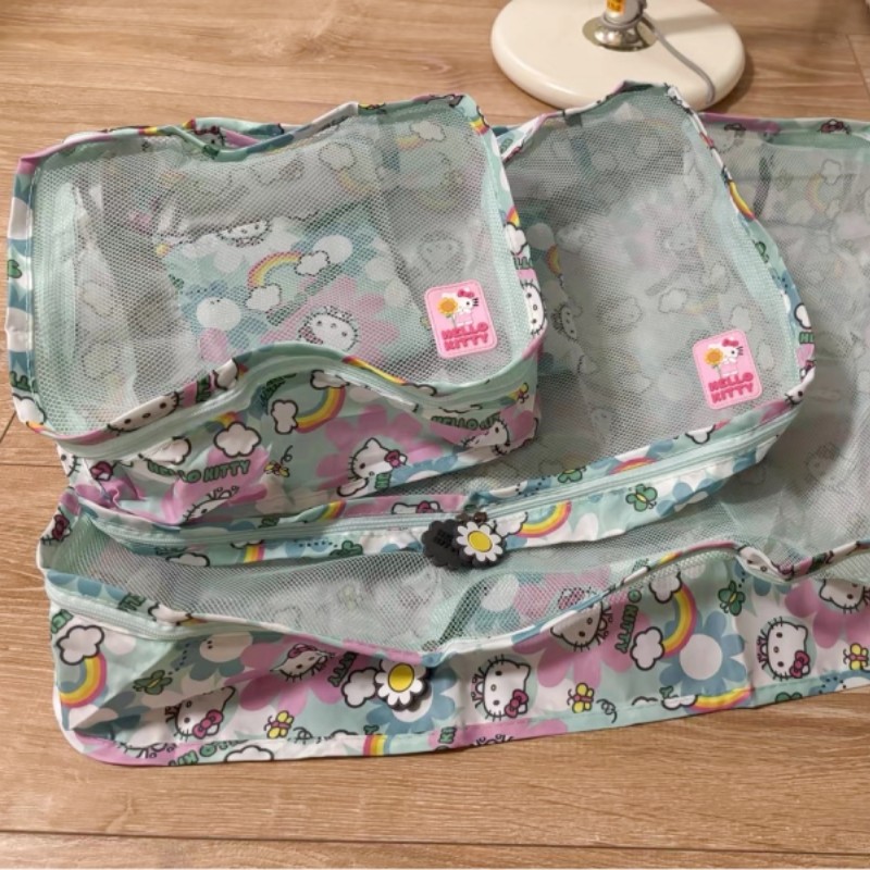 卡通印花kitty旅行出差行李箱收纳袋衣服鞋子分装包整理袋三件套,淘宝优惠券,粉丝福利购,淘宝优惠卷