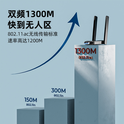 usb台式机无线网卡1300M千兆5G双频免驱动wifi发射接收器笔记本电脑高速网络信号放扩大增强器wifi6无限网卡