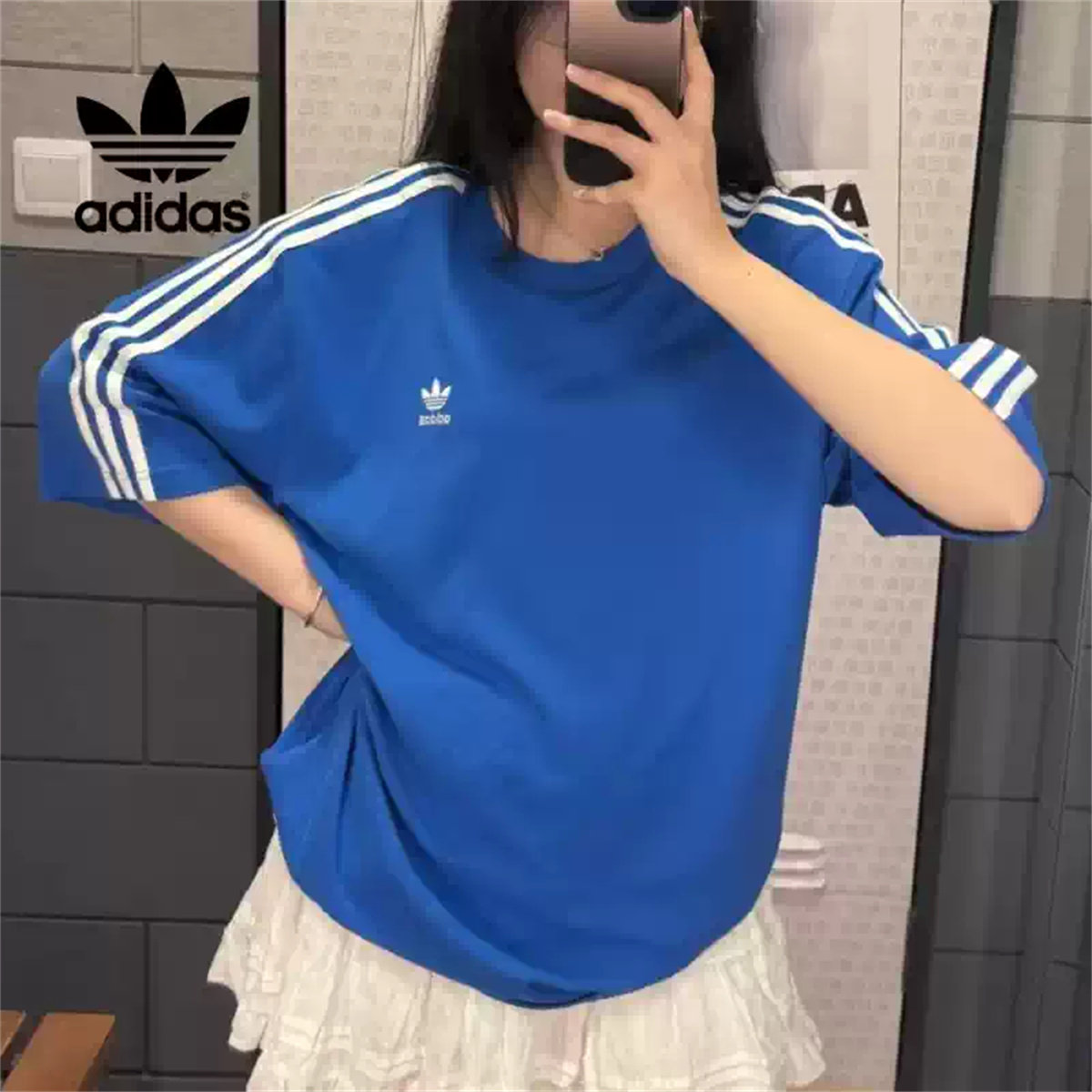 adidas三叶草ADICOLOR OVERSIZE男子五分袖宽松短袖圆领T恤IZ2481,淘宝优惠券,粉丝福利购,淘宝优惠卷