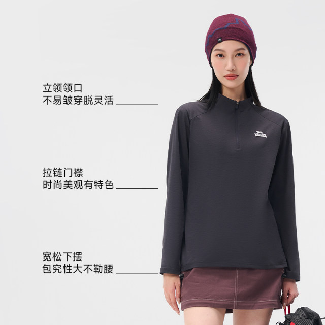 Longshi Dell sports and leisure women's long-sleeved T-shirt spring and autumn new stand-up collar sweatshirt training suit running fitness top