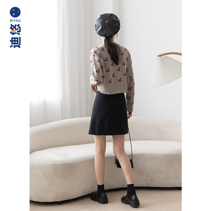 秋季新款2020小清晰樱桃针织毛衣 迪悠毛针织衫