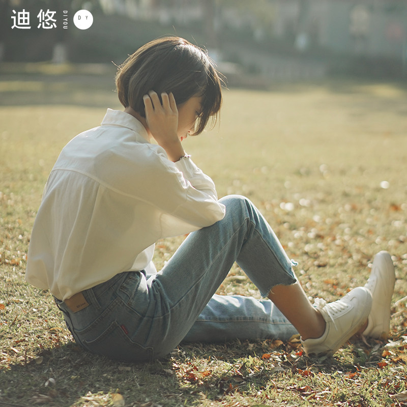 女设计感小众盐系长袖chic风白衬衫 迪悠衬衫