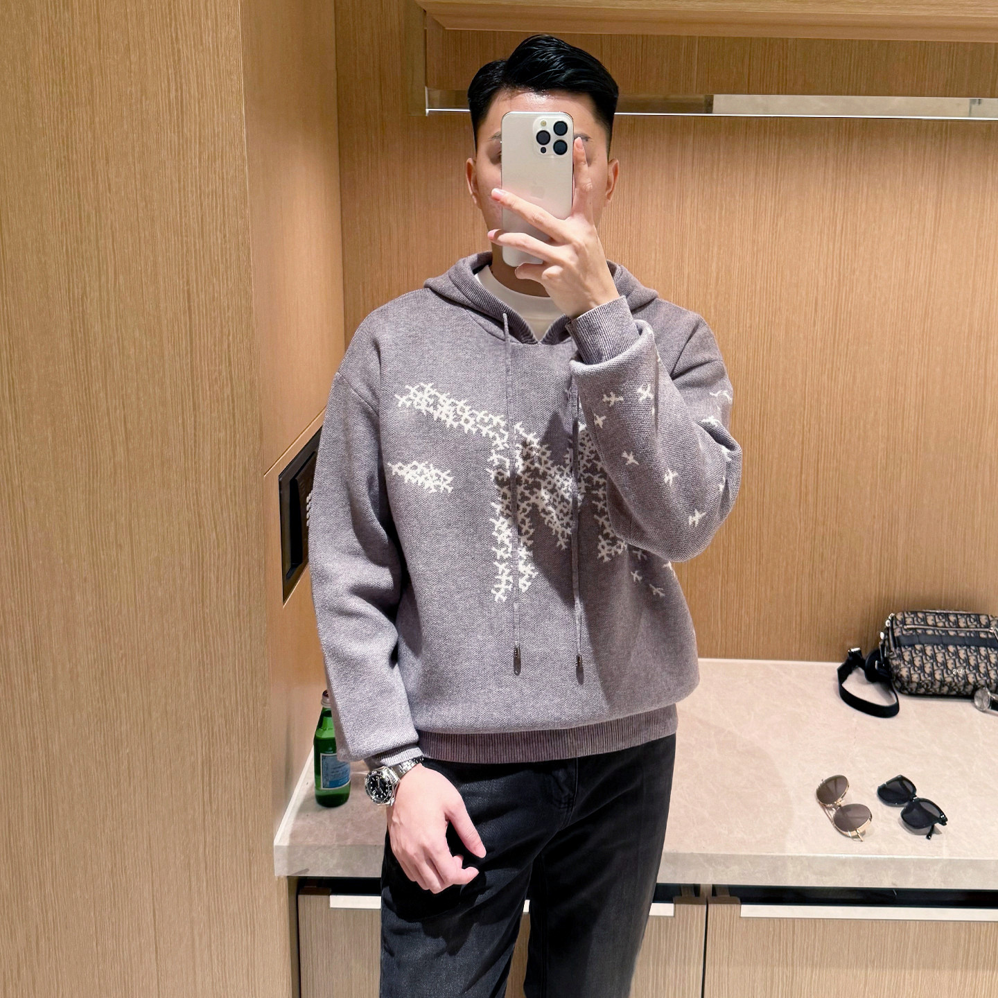 轻奢流行飞机提花带帽卫衣针织衫男休闲宽松厚实保暖毛衣男款冬季,淘宝优惠券,粉丝福利购,淘宝优惠卷